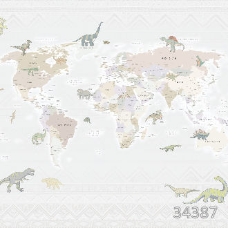 Карта мира - Динозавры 3
